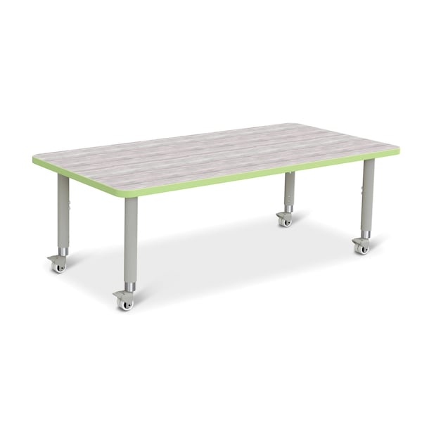Berries Rectangle Activity Table, 30 in. x 60 in., Mobile, Driftwood Gray/Key Lime/Gray